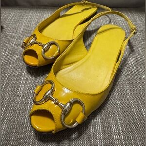 Gucci patent leather Slingback Peep-Toe Flats - size 36.5